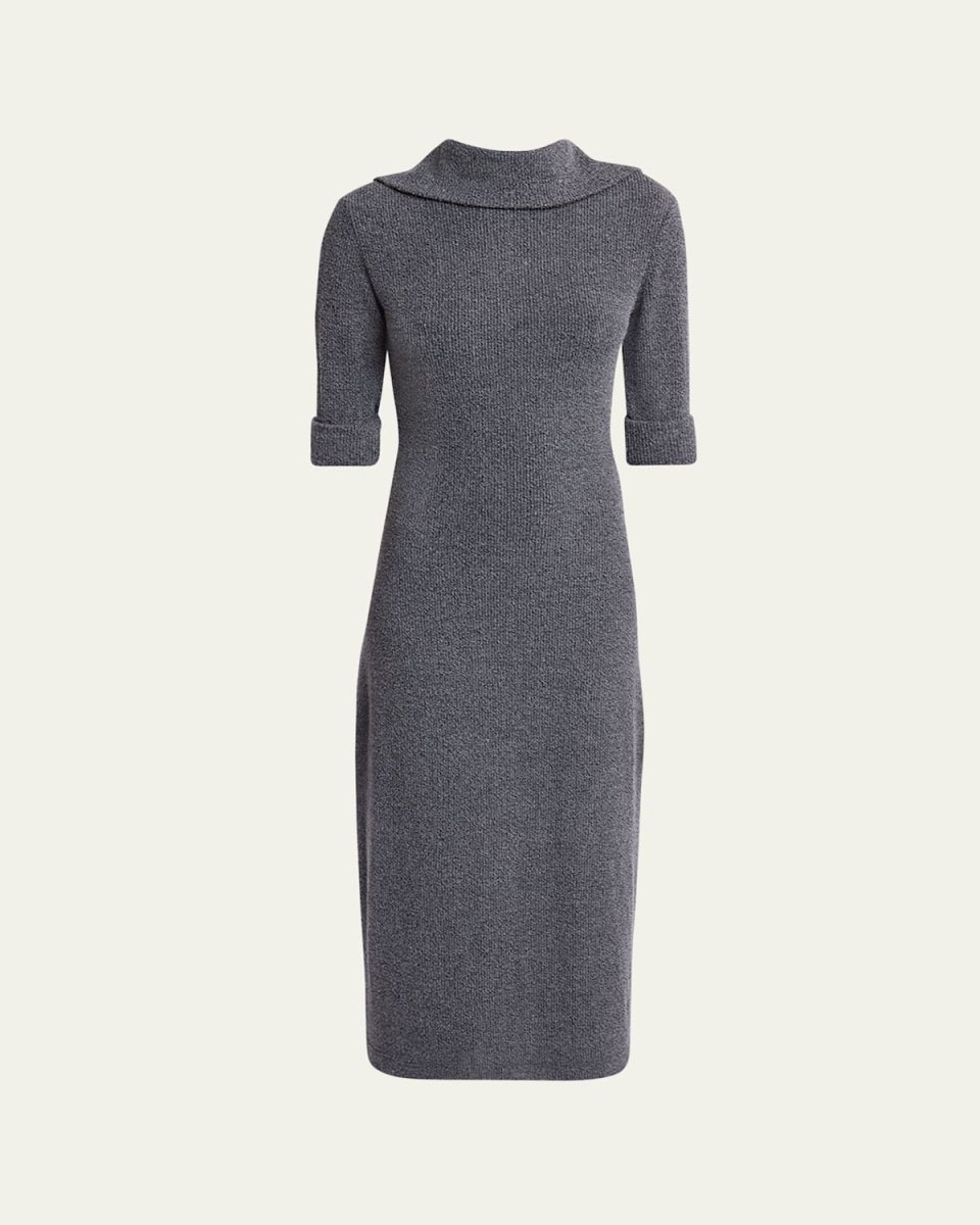 Cerine Ribbed Boucle Midi Dress